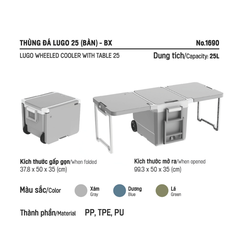 Thùng Đá Có Bàn LUGO MATSU Dung Tích 25L - 35L, Bánh Xe Tiện Lợi, Giữ Lạnh 72h, Tay Kéo Tiện Lợi Duy Tân
