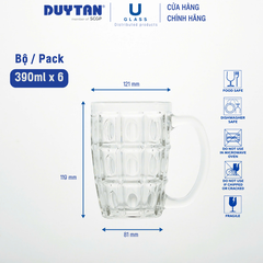 Bộ 6 Ly cốc thủy tinh U Glass 390ml kiểu quai mãng cầu - PUG316