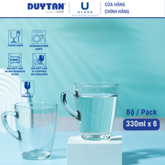 Bộ 6 Ly cốc thủy tinh U Glass 330ml kiểu quai - PUG343