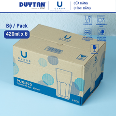 Bộ 6 Ly cốc thủy tinh U Glass 420ml kiểu cao - PUG390