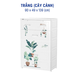Tủ Tabi Extra 5 Ngăn NHỰA DUY TÂN ( TRẮNG CÂY CẢNH )Sở hữu kích thước lớn 90 x 49 x 139 (cm)