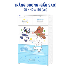 Tủ Tabi Extra 5 Ngăn NHỰA DUY TÂN ( TRẮNG DƯƠNG GẦU SAO )Sở hữu kích thước lớn 90 x 49 x 139 (cm)