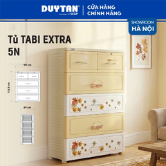( TẶNG 1 LY 2 LỚP KAPPU 680ML)Tủ Tabi Extra 5 Ngăn NHỰA DUY TÂN Sở hữu kích thước lớn 90 x 49 x 139 (cm)