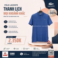 Áo Polo Lacoste Chính Hãng màu xanh dương nhiều họa tiết nhỏ-DH5175-10-ISY