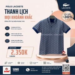 Áo Polo Lacoste Chính Hãng màu xanh dương họa tiết Monogram-DH1417-51-HGI