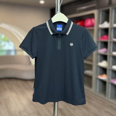 Áo Thể Thao Chính Hãng Sergio Tacchini Carapoint Zip-Neck Pique Short-Sleeve Polo - màu Đen TWPQ12151-BKS