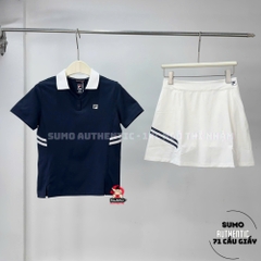 Áo Thể Thao Chính Hãng Fila Women's Tennis Henley Short Sleeve Round Neck - màu Xanh Navy FS2TSH2352F-DNA