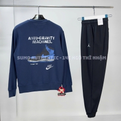 Áo Thể Thao Chính Hãng Nike Jordan Fleece Crew - màu Xanh Dương HF1118-410
