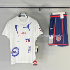 Bộ Thể Thao Nike Màu Trắng - Camiseta Nike Philadelphia 76ers - DV5730-100/FB9033-410