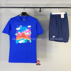 Bộ Thể Thao Nike Màu Xanh Nước Biển - Nike Sportswear Black Light Photo Μen's T-shirt Blue - HJ5468-480
