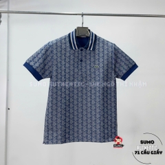 Áo Polo Lacoste Chính Hãng màu xanh dương đậm họa tiết Monogram-DH1417-51-QIE