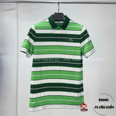 Áo Polo Lacoste Chính Hãng kẻ ngang xanh trắng-DH7497-99-IQC
