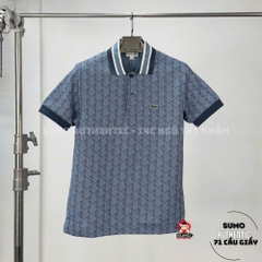 Áo Polo Lacoste Chính Hãng màu xanh dương họa tiết Monogram-DH1417-51-HGI