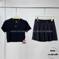 Chân Váy Thể Thao Chính Hãng Nike Xếp Li Tem Vuông Màu Đen FZ6513-010