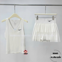 Chân Váy Thể Thao Chính Hãng Nike Màu Trắng Xếp Tầng Hai Bên CV4679-100