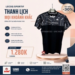 Áo Thể Thao Chính Hãng Lecoq cổ tròn - màu Đen Trắng QTMXJA02-D