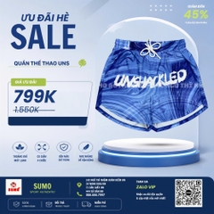 Quần Thể Thao Chính Hãng UNSHACKLED WAVE BLUE SHORT - màu Xanh Dương UNSHACKLED81