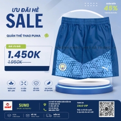 Quần Thể Thao Chính Hãng PUMA Manchester City Football Training Shorts - màu Xanh Dương 772867-06