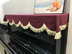Khăn phủ đàn piano, nhung đỏ, họa tiết