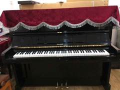 Khăn phủ đàn piano, nhung đỏ, họa tiết cổ điển, viền bạc