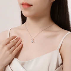 VCM003 Vòng cổ Moissanite 1 carat ngôi sao 6 cánh dây bạc 45cm