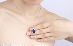 VCS017 Mặt vòng cổ đá topaz xanh lam