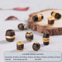 CR019 Charm Trầm Hương Bọc Bạc Mạ Vàng