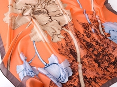 KL066 khăn lụa họa tiết hoa mẫu đơn kích thước 90*180cm