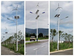 Bộ Đèn Đường LED 60W-150W Sử dụng Tuabin Gió Kết hợp Năng Lượng Mặt Trời, Mắc Song Song Điện Lưới AC220V để chiếu sáng