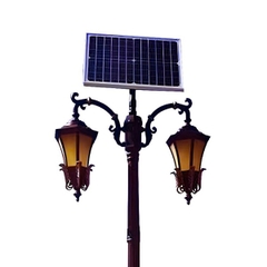 Trụ Đèn Sân Vườn Năng Lượng Mặt Trời Kiểu Dáng 2 Bóng Cổ Điển ZALAA OEM ZSCV-003