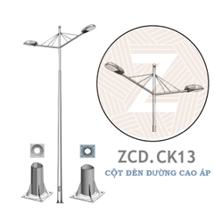 Cột Đèn Cao Áp Chiếu Sáng Đường Phố | Cần Đèn Đôi ZCD.CK13