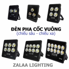 Đèn Pha LED Chiếu Sâu - Pha Cốc Vỏ Vuông IP66 Chiếu Sáng Ngoài Trời từ 100W đến 500W