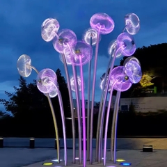 Trụ Cột Đèn LED Kiểu dáng Chùm Hoa Bồ Công Anh Tròn phát sáng đổi màu cho phố đi bộ
