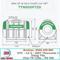 Bồn nước inox ngang Toàn Thắng 500L