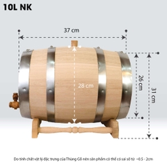 Thùng Gỗ Sồi Nhập Khẩu D.CHEERY 10L - Quà tặng thùng 225L