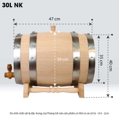 Thùng Gỗ Sồi Nhập Khẩu D.CHEERY 30L