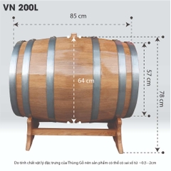 Thùng Gỗ Sồi D.CHEERY 200L