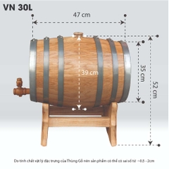 Thùng Gỗ Sồi D.CHEERY 30L