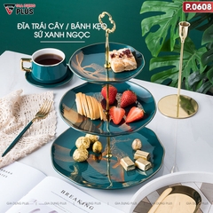 Đĩa đựng trái cây, pancake, bánh kẹo màu xanh ngọc cổ vịt sang trọng - phong cách Bắc Âu PHALEDO (PL-0608) - gia dụng plus