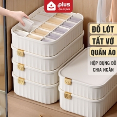 🔴OUTLET | Hộp đựng đồ lót, tất vớ, quần áo đa năng chia nhiều ngăn gọn gàng, có nắp đậy kín - nhựa PP cao cấp & chịu lực