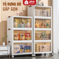Tủ Đựng Đồ Gấp Gọn Đa Năng Nhiều Tầng (1-2-3-4-5 Tầng) Cao Cấp Có Nắp & Bánh Xe Lớn - LAZYDO (LZ-0545) - gia dụng plus