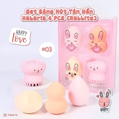 Set 3 Mút Trang Điểm Habaria Rabbits Love (Kèm Miếng Rửa Mặt Bạch Tuộc)
