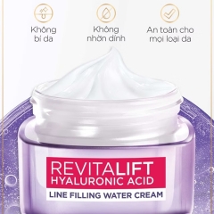 Kem Dưỡng Da L'Oreal Paris Revitalift Hyaluronic Acid Line Filling Water Cream Siêu Cấp Ẩm, Căng Mịn Da