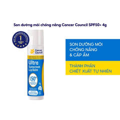 Son Dưỡng Môi Chống Nắng Cancer Council Ultra Sunscreen Lip Balm SPF50+ 4g