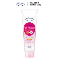 Sữa Rửa Mặt Tẩy Trang Dưỡng Ẩm Da Kose Softymo Hyaluronic Acid Cleansing Foam 190g (Hồng)