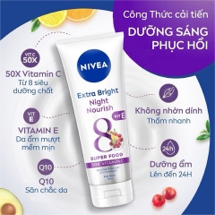 Tinh Chất Dưỡng Thể Sáng Da Ban Đêm Nivea Extra Bright Night Nourish Body Serum 180ml (Tím)