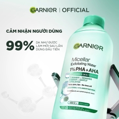 Nước Tẩy Trang Hỗ Trợ Tế Bào Da Chết Garnier Micellar Exfolliating Water 1% PHA+AHA 400ml