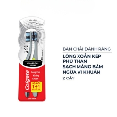 Bộ 2 Bàn Chải Đánh Răng Lông Chải Xoắn Kép Phủ Than Colgate 360 Charcoal Spiral