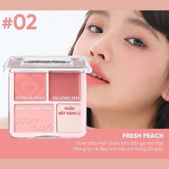 Bảng Má Hồng Và Bắt Sáng 4 Ô Judydoll Blush & Highlight Palette 9g