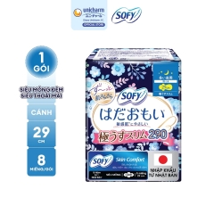 Băng Vệ Sinh Sofy Skin Comfort Đêm Siêu Mỏng Cánh 29cm -  8 Miếng